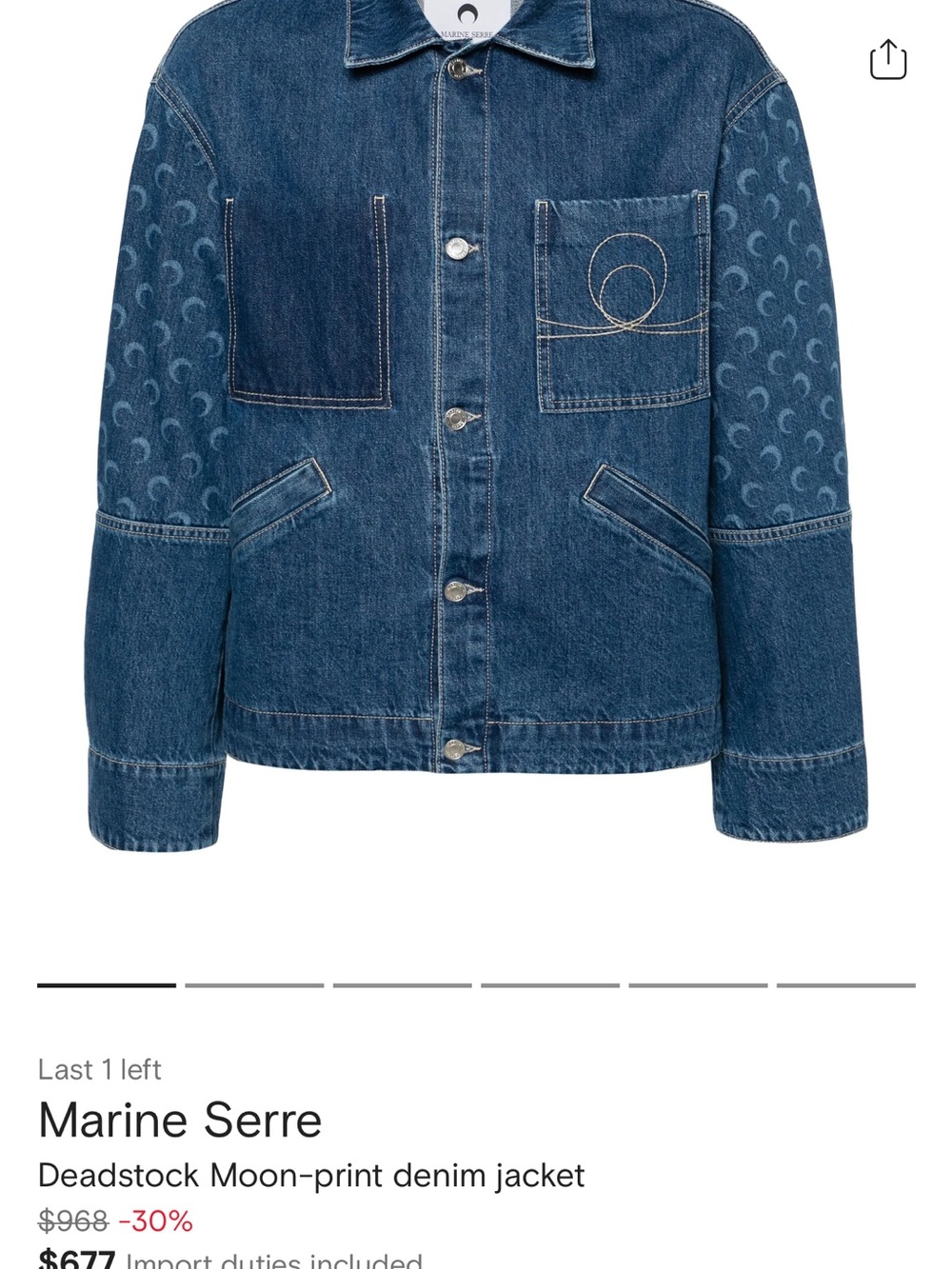 Marine Serre Kids' Moon-Print Denim Jacket in Blue